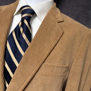 Vintage Woodmere Sport Coat 40L Tan Brown Corduroy Elbow Patch Blazer Jacket 38L